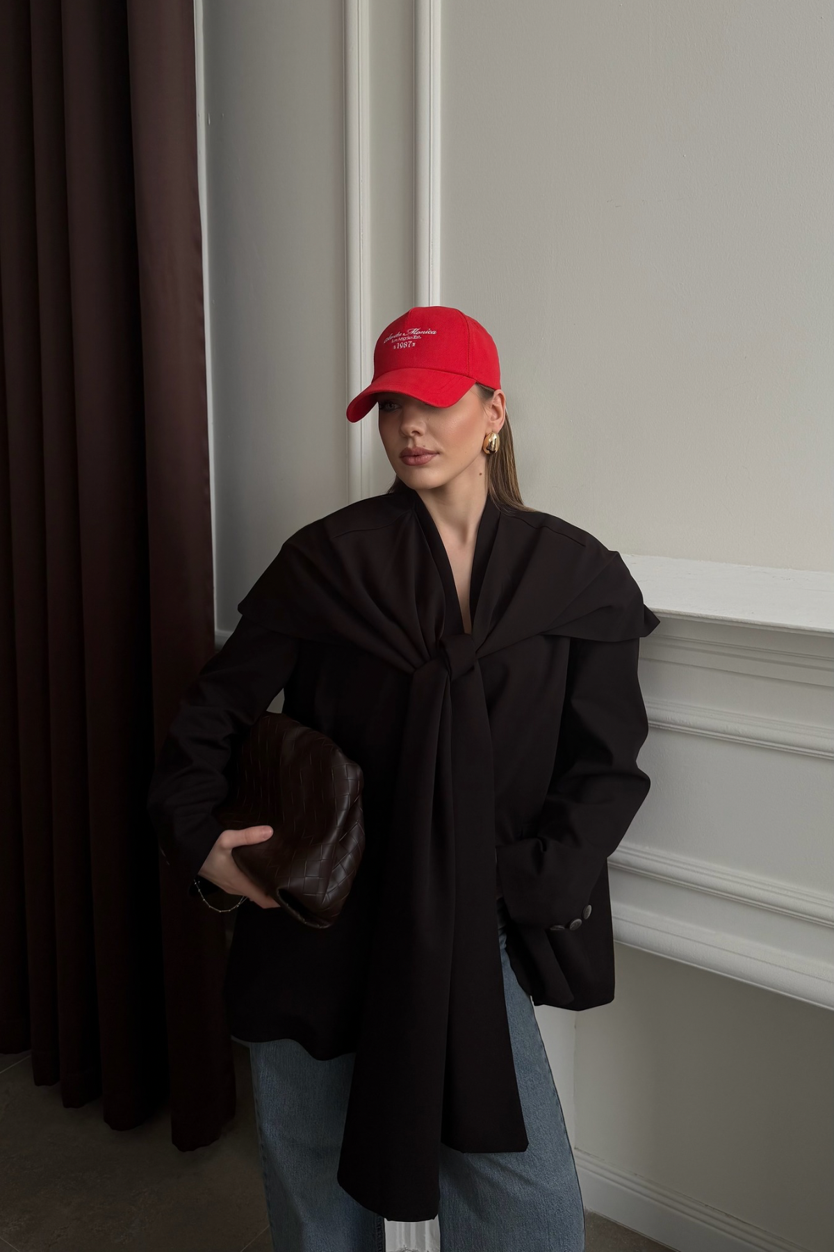 ZRA Model Şal Bağlamalı Detaylı Blazer Ceket Acı Kahve