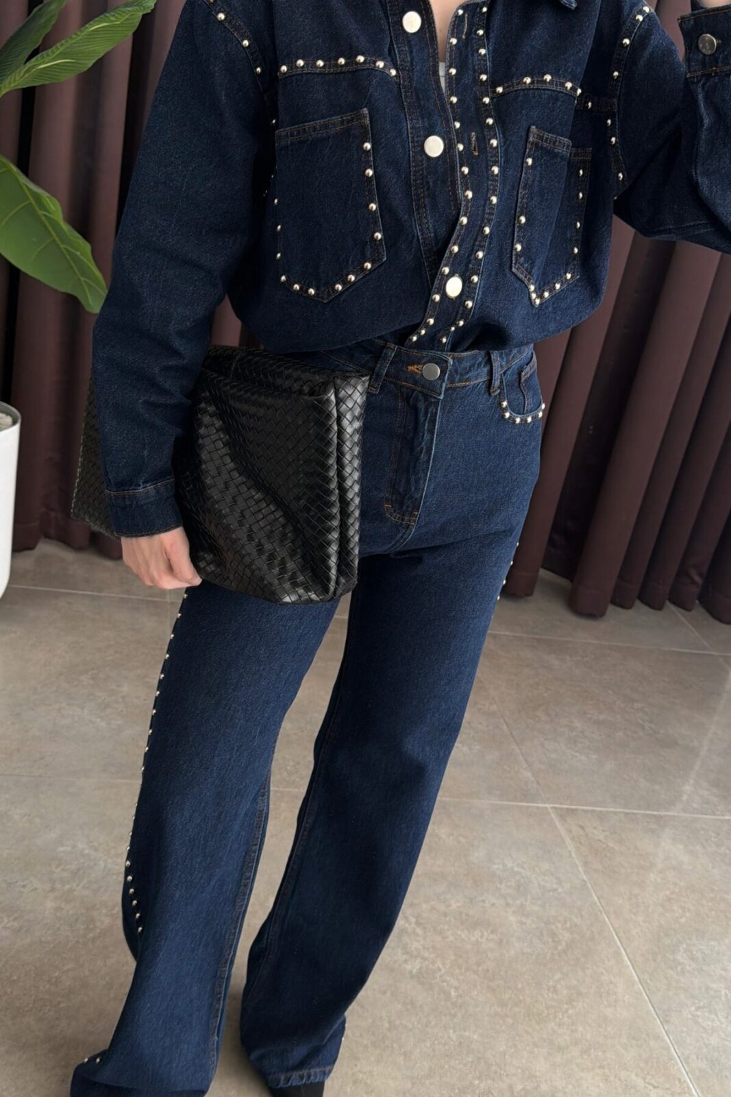 Tasarım Denim Ceket Takım